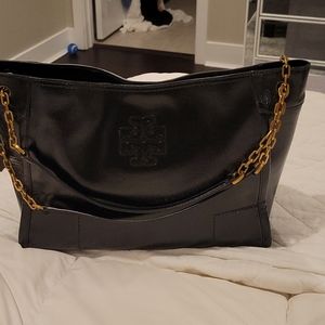 Tory Burch Black Shoulder Bag with Gold Chain